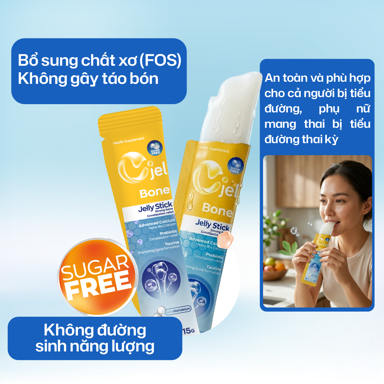 Cjel Bone không đường, an toàn cho người tiểu đường và phụ nữ mang thai